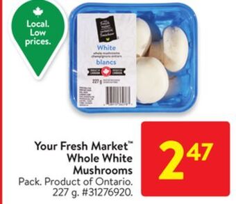Walmart Your fresh market whole white mushrooms offer