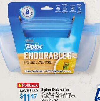 Walmart Ziploc endurables pouch or container offer