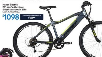Walmart Hyper electric 26 men's aluminum electric mountain bike offer