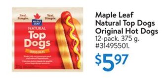 Walmart Maple leaf natural top dogs original hot dogs offer