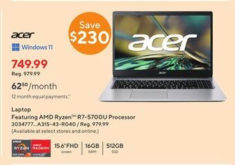 Staples Acer laptop offer