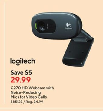 Staples Logitech c270 hd webcam with noise-reducing mics for video calls offer