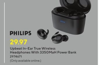 Staples Philips upbeat in-ear true wireless headphones with 3350mah power bank offer