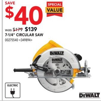 Lowe's Dewalt 7-1/4 circular saw offer