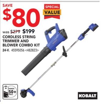 Lowe's Kobalt cordless string trimmer and blower combo kit offer