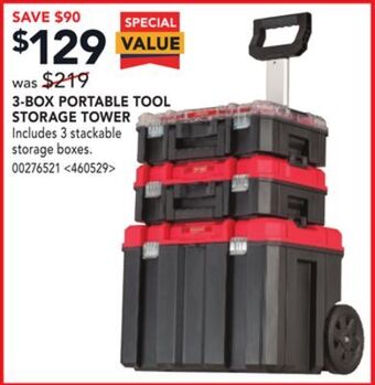 Lowe's Craftsman 3-box portable tool storage tower offer