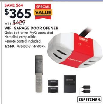 Lowe's Craftsman wifi garage door opener offer