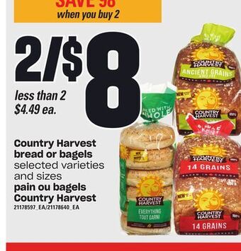 Independent Grocer Country harvest bread or bagels offer