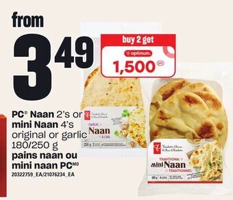 Independent Grocer Pc® naan, 2's or mini naan, 4's original or garlic, 180/250 g offer