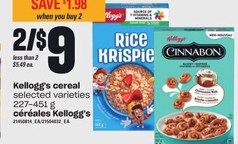 Independent Grocer Kellogg's cereal, 227-451 g offer