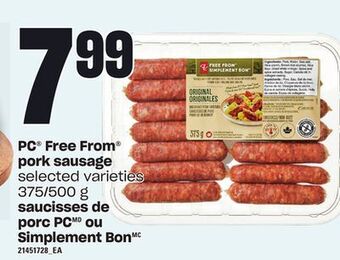 Independent Grocer Pc® free from pork sausage, 375/500 g offer