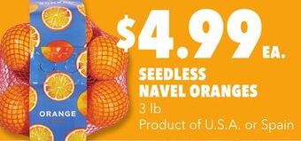 Metro Seedless navel oranges offer