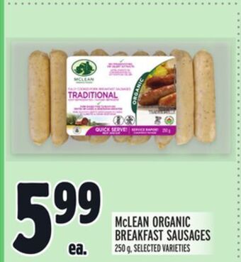 Metro Mclean organic breakfast sausages offer