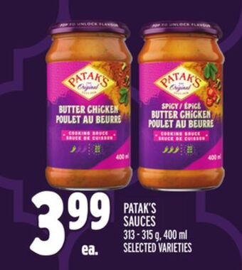 Metro Patak's sauces offer
