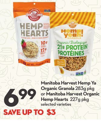 Longo's Manitoba harvest hemp ya organic granola 283g pkg or manitoba harvest organic hemp hearts 227g pkg offer