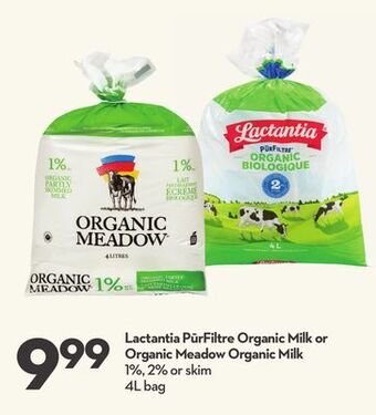 Longo's Lactantia pūrfiltre organic milk offer