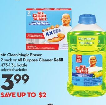 Longo's Mr. clean magic eraser 2 pack or all purpose cleaner refi ll 473-1.3l bottle offer