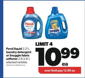 Real Canadian Superstore Persil liquid, 2.21 l laundry detergent or snuggle fabric softener, 2.8-3.41 l offer