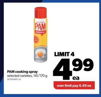 Real Canadian Superstore Pam cooking spray, 141/170 g offer