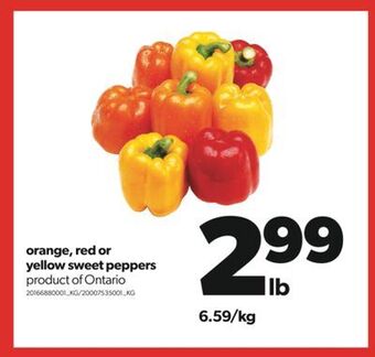 Real Canadian Superstore Orange, red or yellow sweet peppers offer
