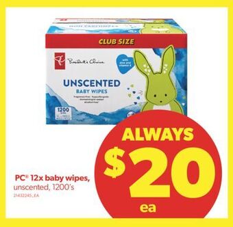 Real Canadian Superstore Pc® 12x baby wipes, 1200's offer