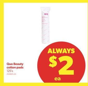 Real Canadian Superstore Quo beauty cotton pads, 125's offer
