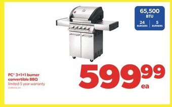 Real Canadian Superstore Pc® 3+1+1 burner convertible bbq offer