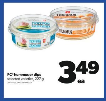 Real Canadian Superstore Pc® hummus or dips, 227 g offer