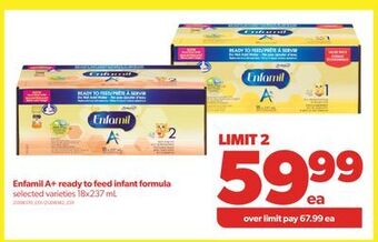 Real Canadian Superstore Enfamil a+ ready to feed infant formula, 18x237 ml offer