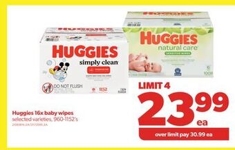 Real Canadian Superstore Huggies 16x baby wipes, 960-1152's offer