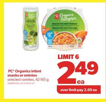 Real Canadian Superstore Pc® organics infant snacks or entrées, 42-185 g offer