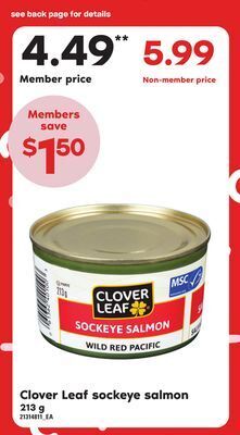 Loblaws Clover leaf sockeye salmon, 213 g offer