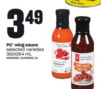 Loblaws Pc wing sauce 350/354 ml offer