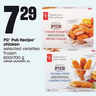 Loblaws Pc® pub recipe chicken, 600/700 g offer