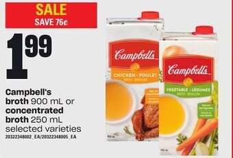 Loblaws Campbell's broth 900 ml or concentrated broth 250 ml offer