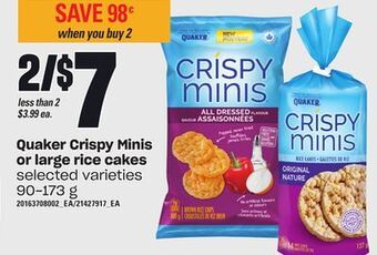 Loblaws Quaker crispy minis or large rice cakes, 90-173 g offer