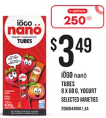 Loblaws Iögo nanö tubes 8 x 60 g, yogurt offer