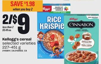 Loblaws Kellogg's cereal, 227-451 g offer