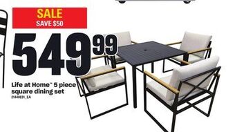 Loblaws Life at home 5 piece square dining set offer