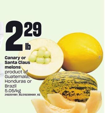 Loblaws Canary or santa claus melons offer