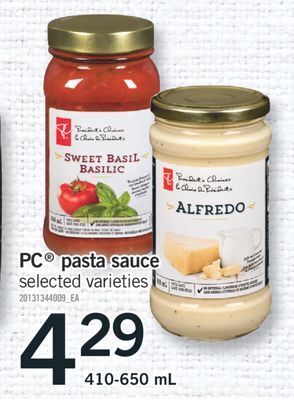Fortinos Pc® pasta sauce 410 - 650 ml offer