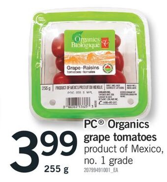 Fortinos Pc® organics grape tomatoes, 255 g offer