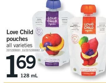 Fortinos Love child pouches, 128 ml offer