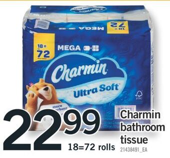 Fortinos Charmin bathroom tissue, 18=72 rolls offer