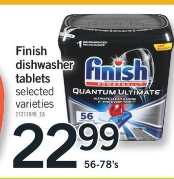 Fortinos Finish dishwasher tablets, 56-78's offer