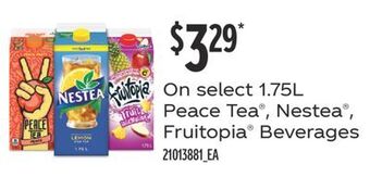 Fortinos On select 1.75l peace tea®, nestea®, fruitopia® beverages offer
