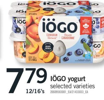 Fortinos Iögo yogurt, 12/16's offer