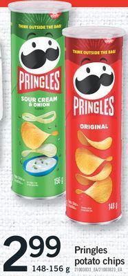 Fortinos Pringles potato chips, 148-156 g offer