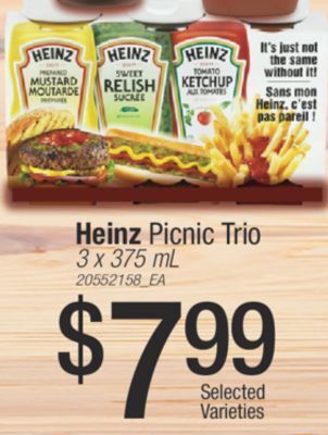 Fortinos Heinz picnic trio, 3 x 375 ml offer