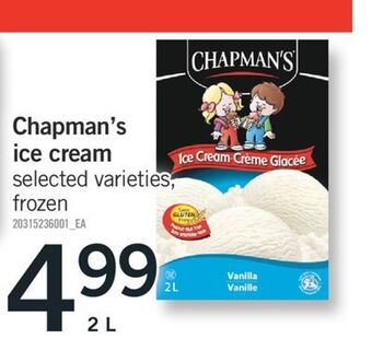 Fortinos Chapman's ice cream, 2 l offer